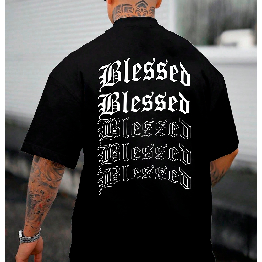 Camiseta Oversized Blessed Estilosa Streetwear Abençoado Blusao Premium Moda Confortavel Unissex