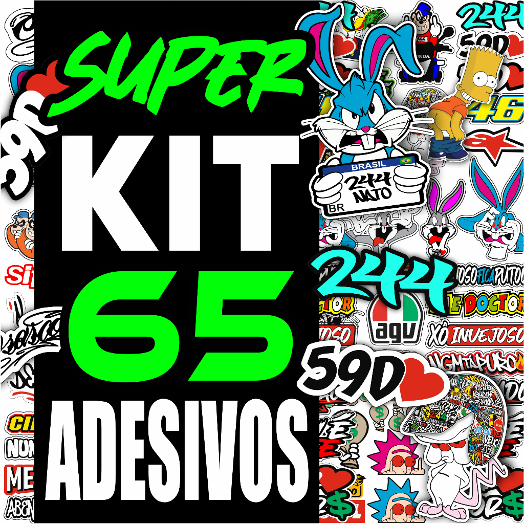 Kit 65 Adesivos Para Moto Bike Carro - Osascorte Pernalonga Grau 244 - Lavável em Oferta na Shopee