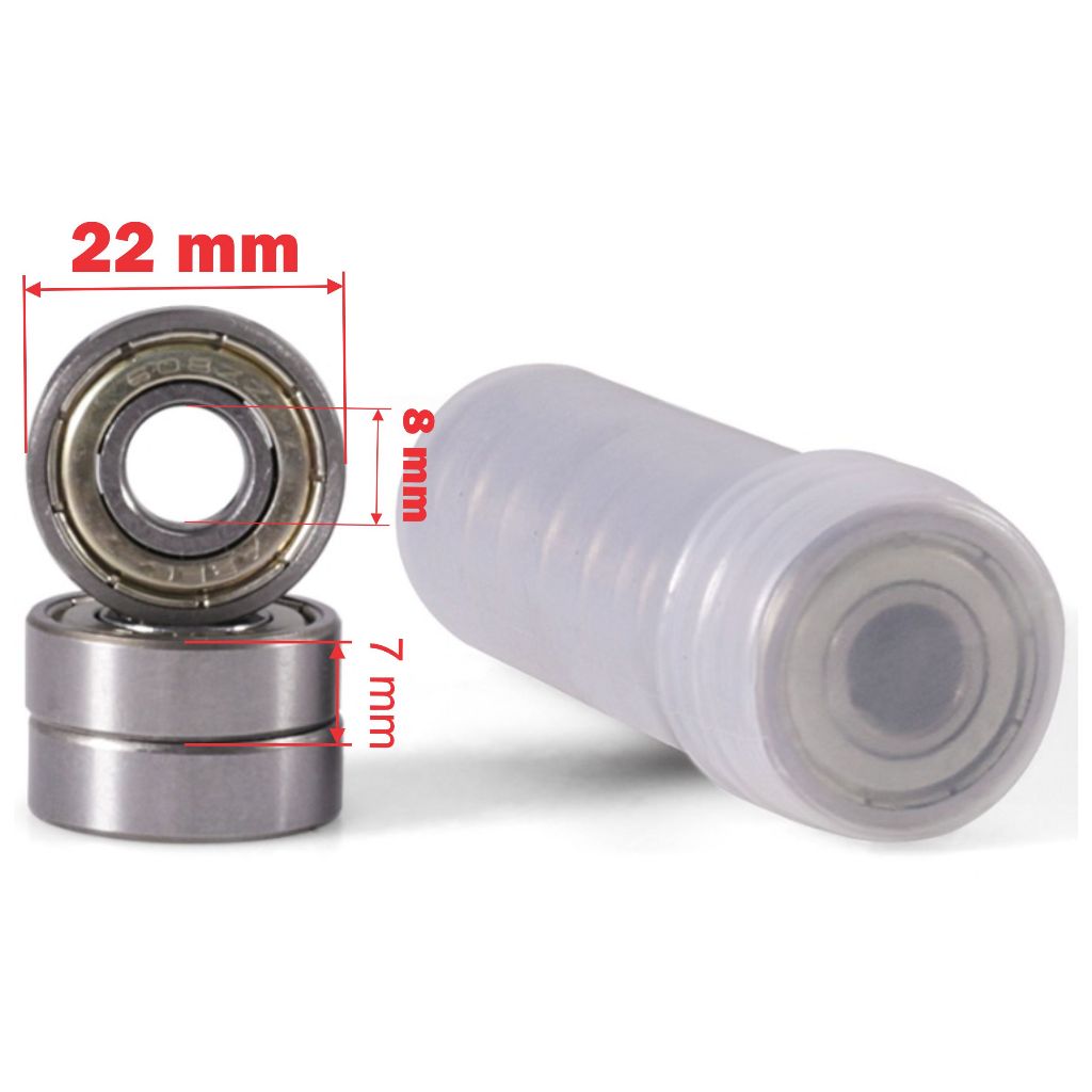 Kit Micro Rolamento 608 Zz - 7mm X 8mm X 22mm Aço Skate Patins Roller Spinner Liso Sem Estria