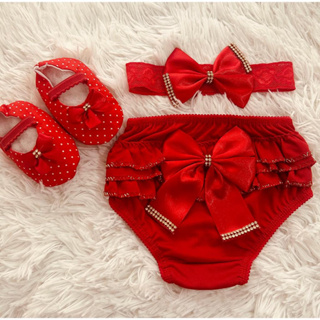 Sapatinho + calcinha bunda rica + tiara De Bebe 3 a 8 Meses em Oferta na Shopee