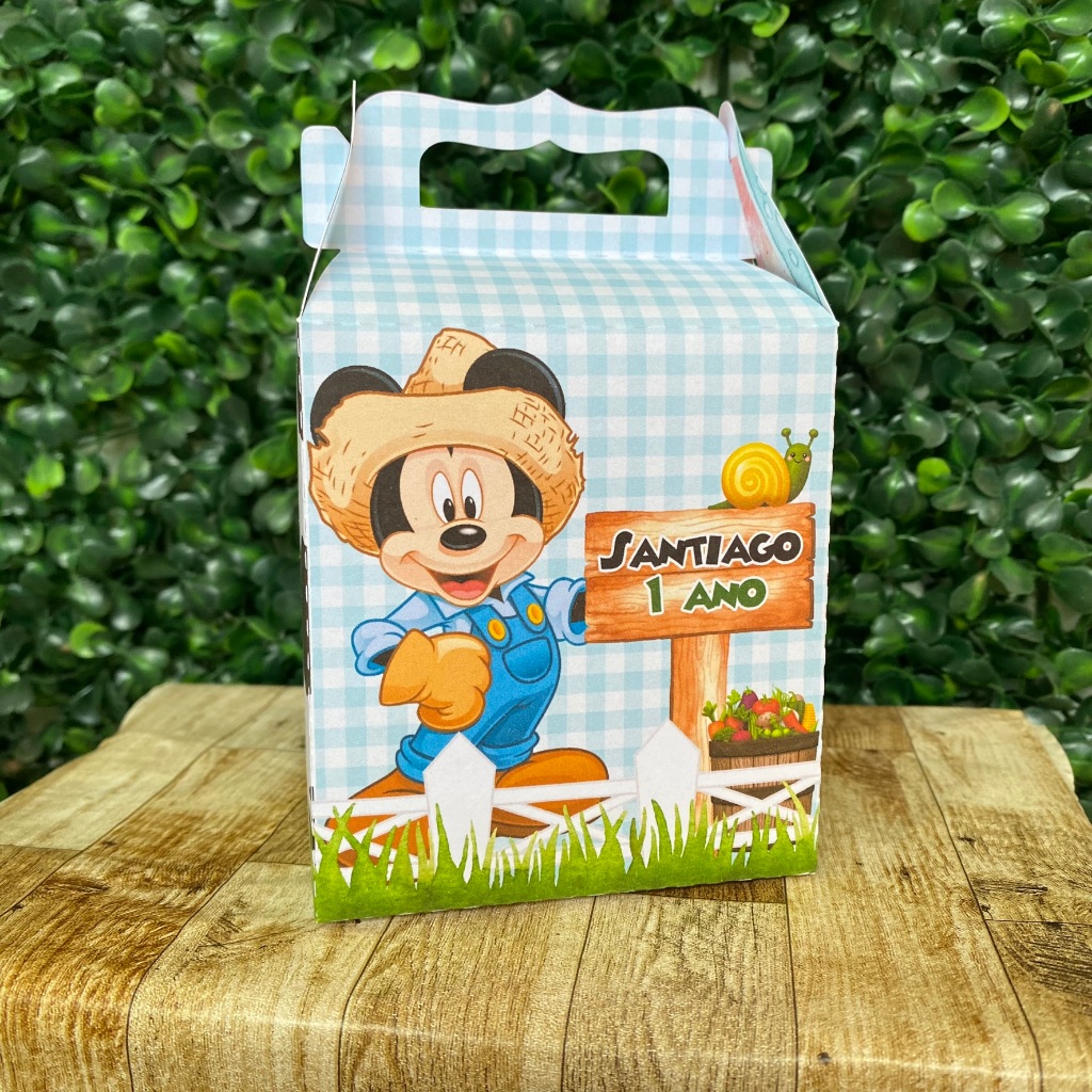 Caixa Maleta Surpresa Mickey Fazendeiro Lembrancinhas | Personalizados | Lancheirinha | Sacolinha