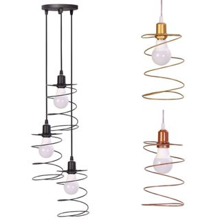 Lustre Luminária Pendente Triplo Aramado Retrô Mola em Oferta na Shopee