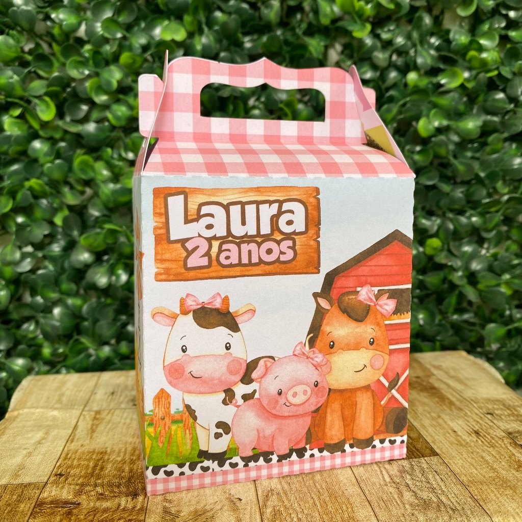 Caixa Maleta Surpresa Fazendinha Menina Lembrancinhas | Personalizados | Lancheirinha | Sacolinha