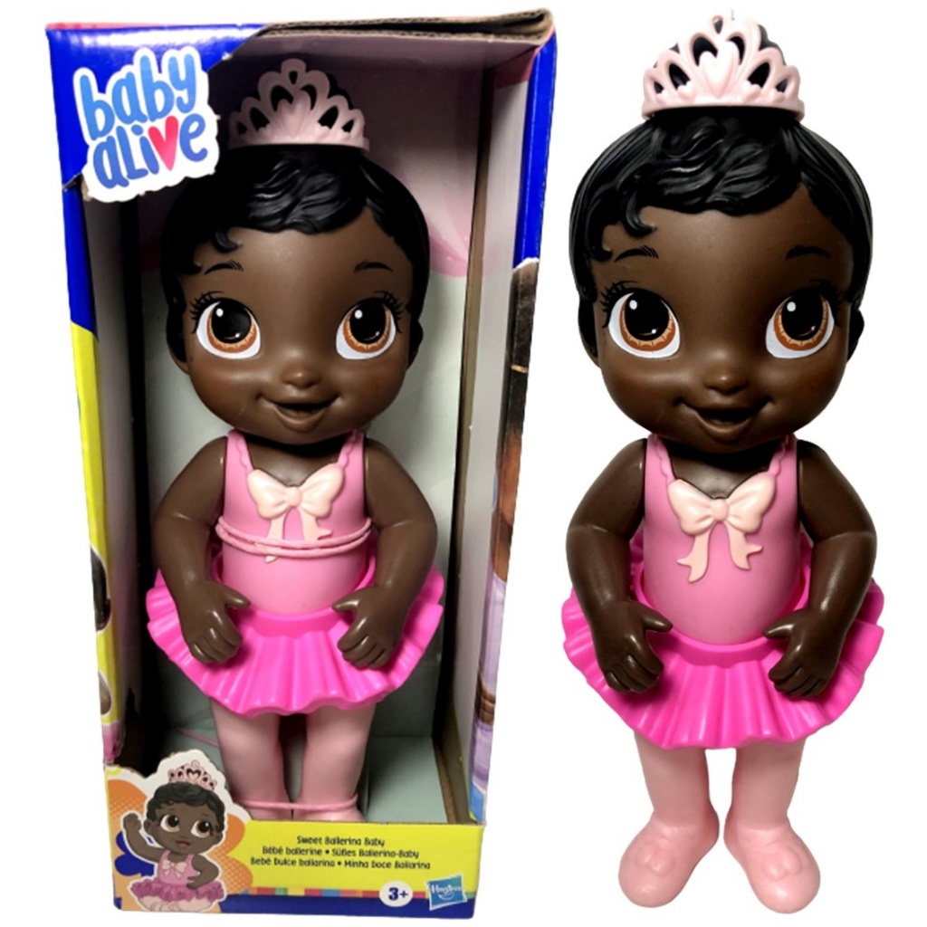 Boneca Bebê Baby Alive Menina Morena Negra - Doce Bailarina - Roupa Traje Rosa - Hasbro Brinquedos