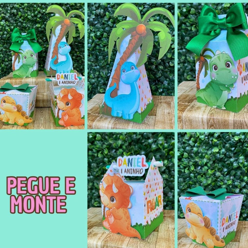 Kit Festa PEGUE E MONTE Dinossauro Baby Personalizados | Lembrancinhas | Festa infantil