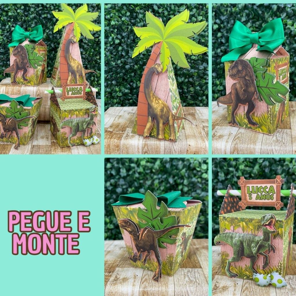 Kit Festa PEGUE E MONTE Dinossauro | Jurassic Park Personalizados | Lembrancinhas