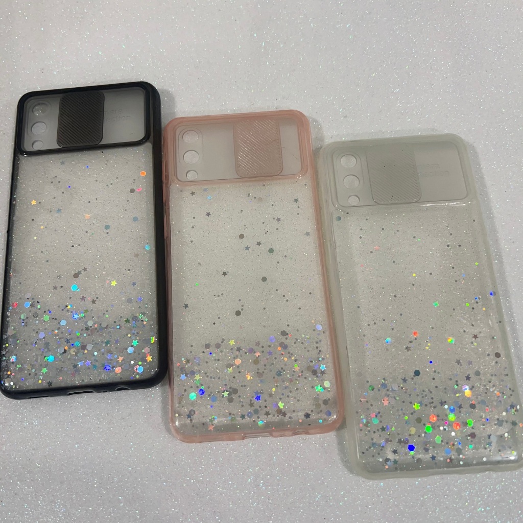 Capinha De Celular Brilhante Com Glitter Tampa Câmera Para Samsung A02  Capa Case Protetor de camera .