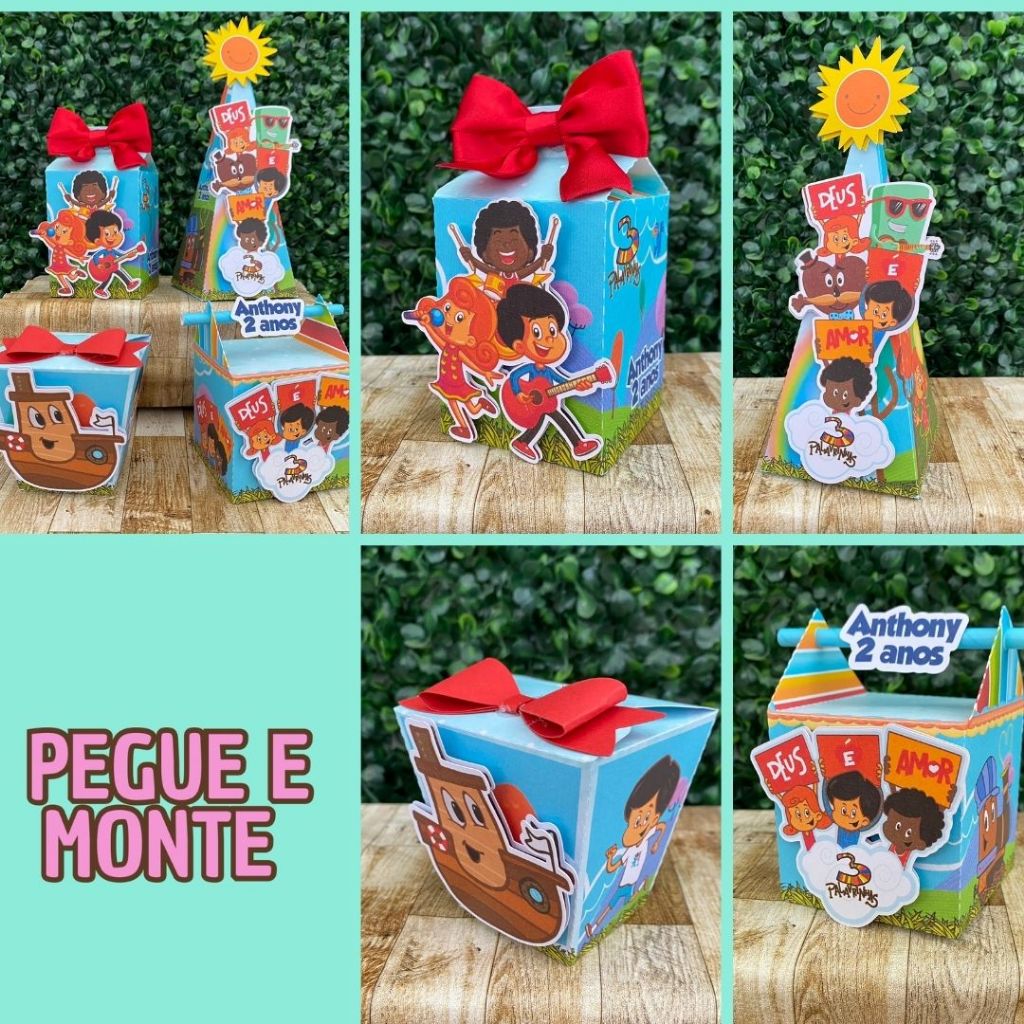 Kit Festa PEGUE E MONTE 3 palavrinhas Personalizados | Lembrancinhas | Caixinhas Personalizadas