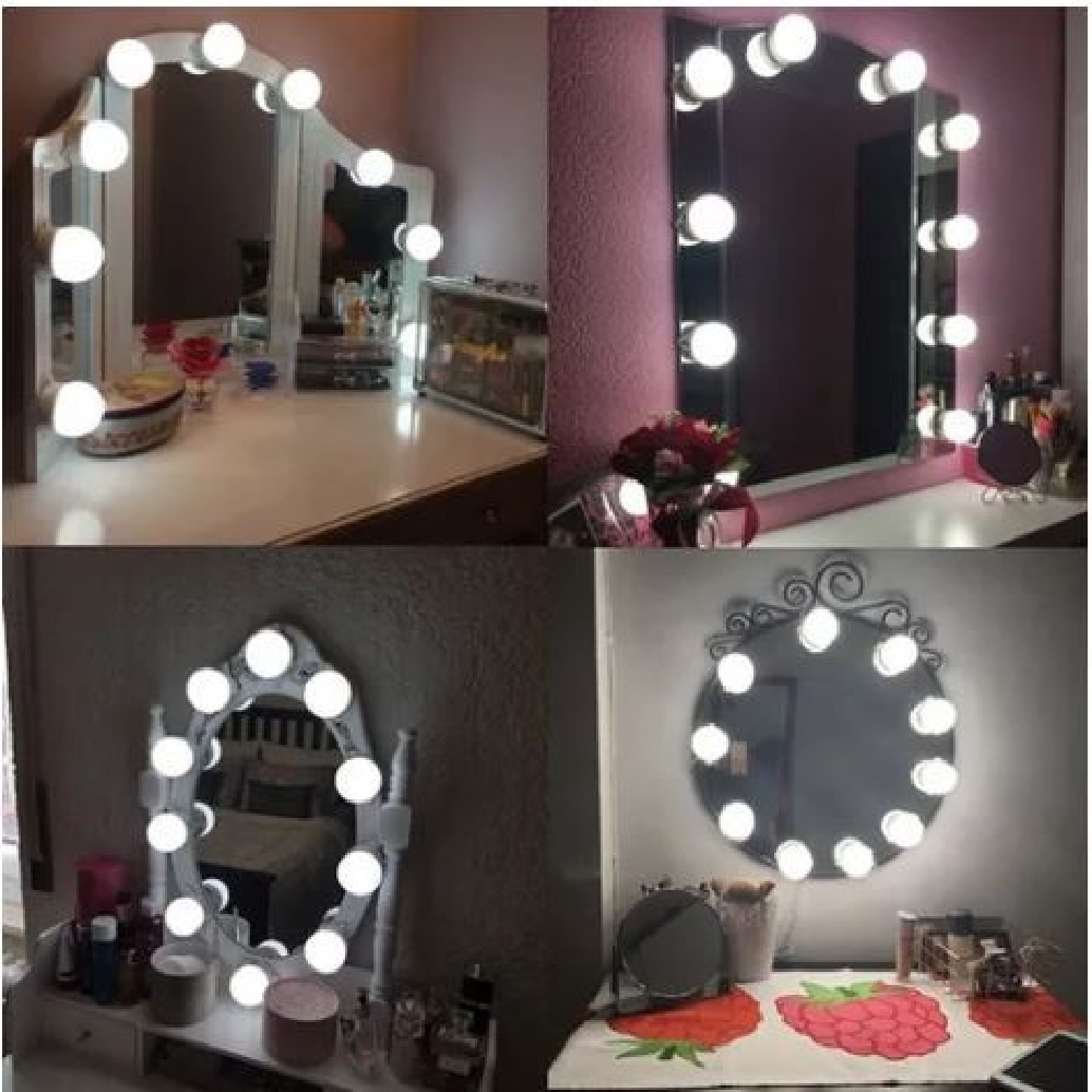 Kit 10 Unidades Lâmpadas Para Espelhos Camarim Led Luz 3 Cores Luz Camarim Maquiagem