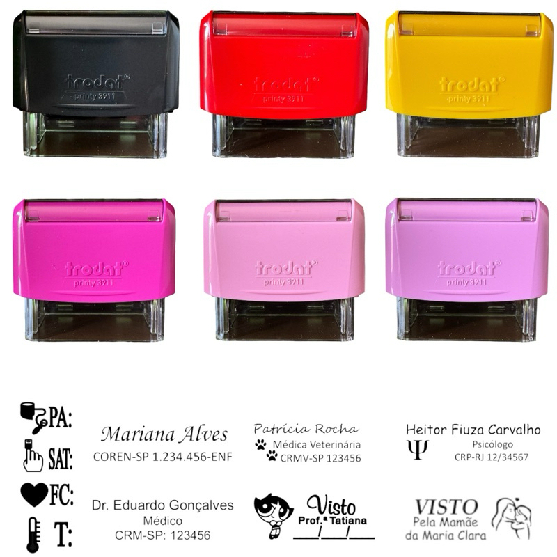 Carimbo Personalizado com dados Trodat 3911 ENVIO RÁPIDO - Cores Variadas - Professor Médico Pediatria Enfermagem em Oferta na Shopee