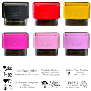Carimbo Personalizado com dados Trodat 3911 ENVIO RÁPIDO - Cores Variadas - Professor Médico Pediatria Enfermagem em Oferta na Shopee