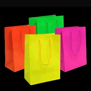 KIT 40 SACOLA NEON LEMBRANCINHA FESTA NEON MISTA 23x16x6 em Oferta na Shopee