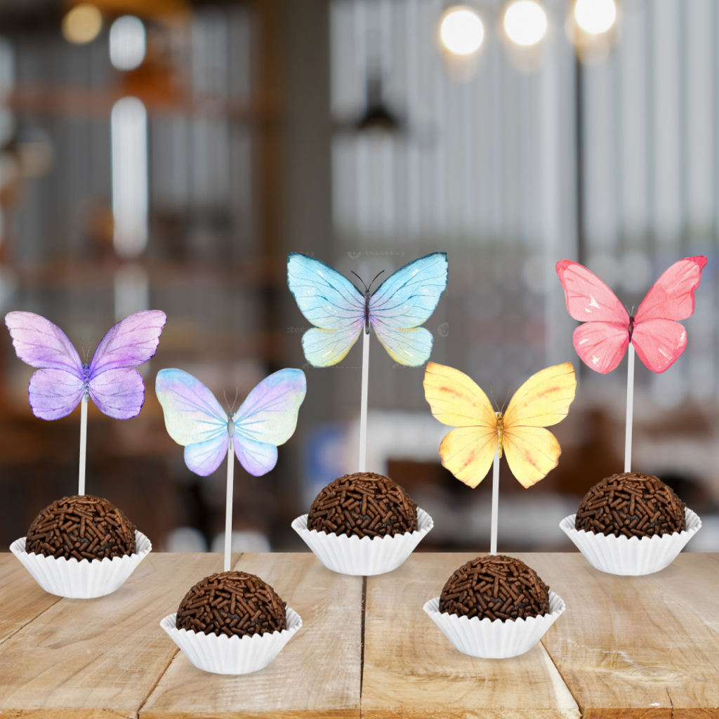 50 Tags Toppers P/ Docinho Doces Borboletas, Jardim Encantado, Jardim das Borboletas em Oferta na Shopee