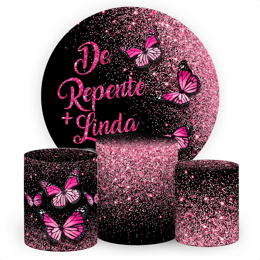 Kit Painel Redondo 1,5m + 3 Capas De Cilindro C/ Elástico Em Tecido De Repente + Linda SKP-190 em Oferta na Shopee