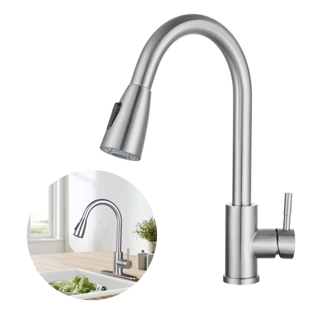 Torneira Gourmet Monocomando Com Extensor Ducha Luxo Inox