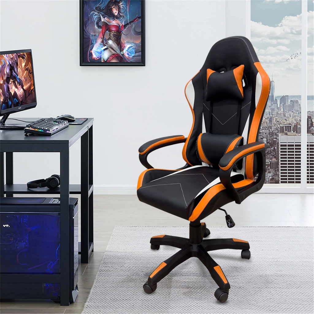 Cadeira Gamer Profissional Ajustável Cor Laranja Cadeira De Gamer Giratória