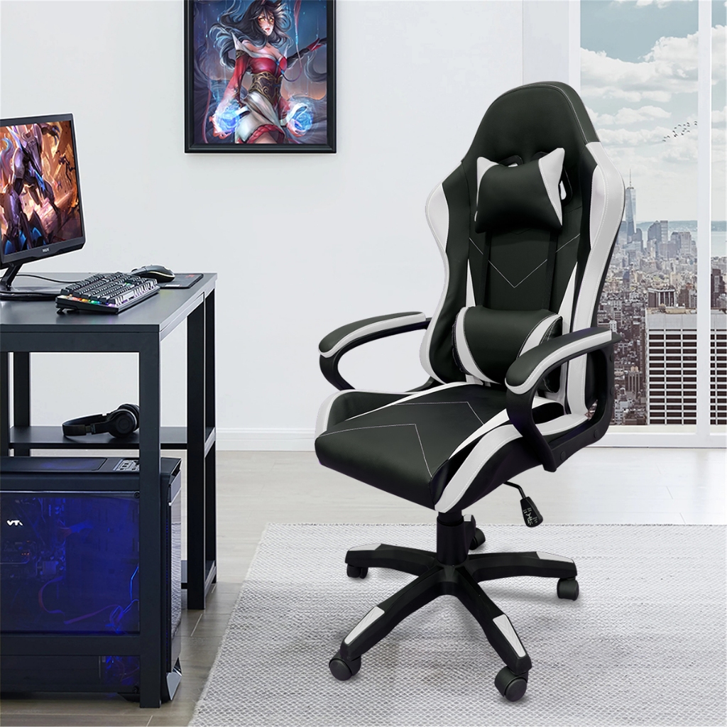 Cadeira Gamer Profissional Ajustável Preto e branco Cadeira De Gamer Giratória