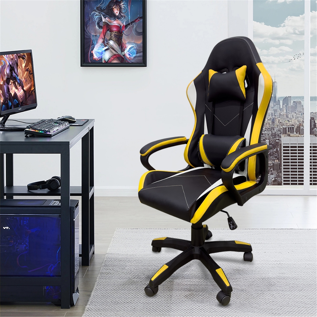 Cadeira Gamer Profissional Ajustável Amarelo Cadeira de Gamer Giratória