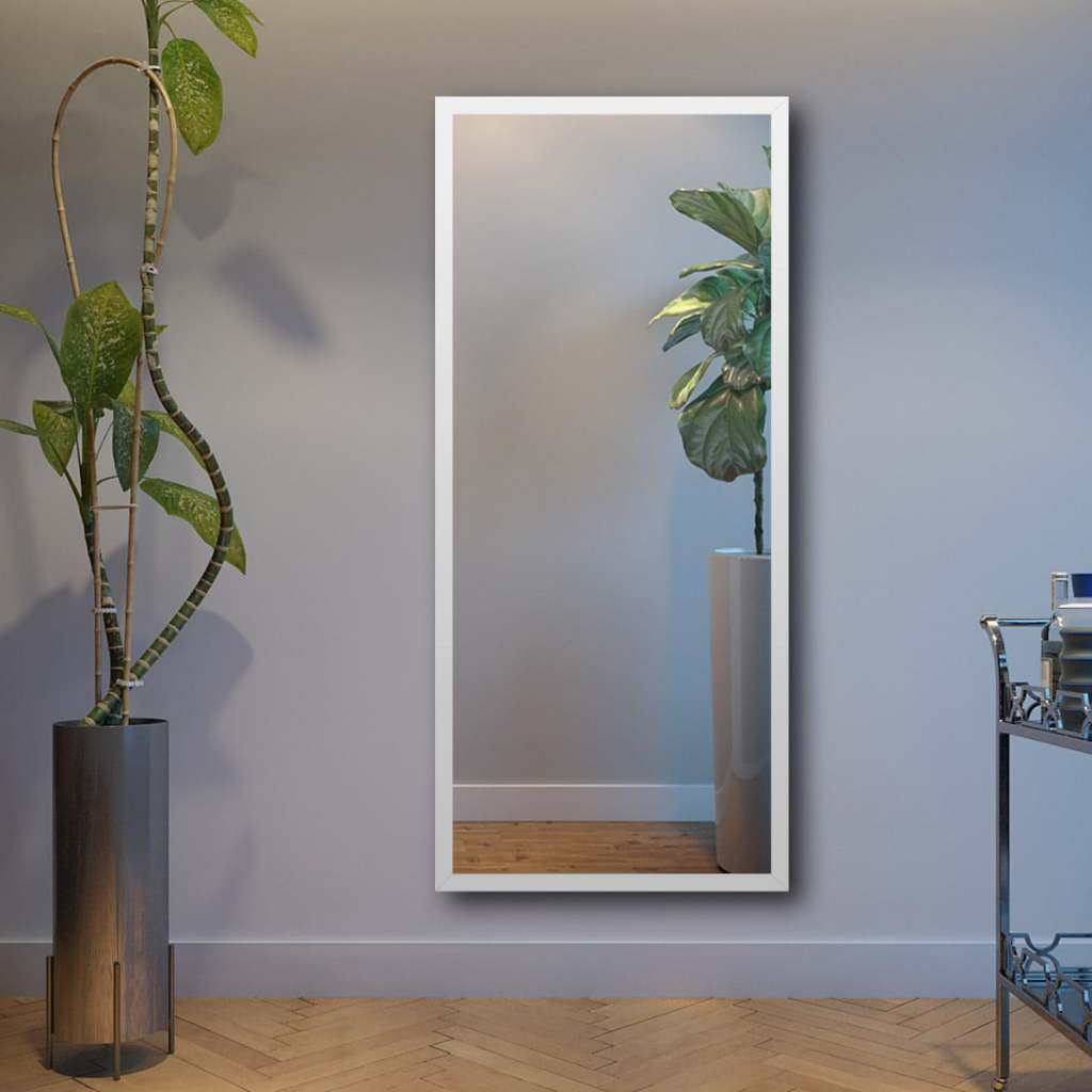 Espelho 50x100 Moldura Luxo cor Branco para Decoração