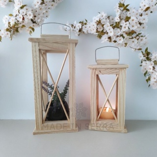 Luminária Marroquina Crua em Madeira | Lanterna Rústica com Alça em Oferta na Shopee