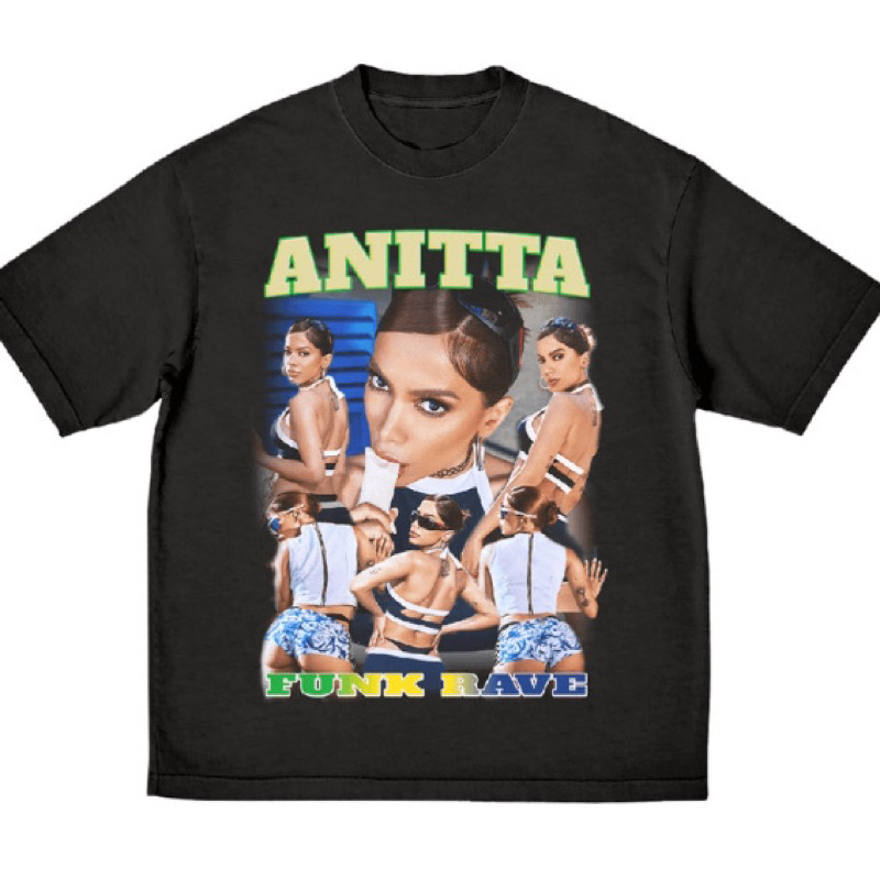 Camiseta Camisa Blusa Unissex Algodão ANITTA - FUNK RAVE COLLAGE