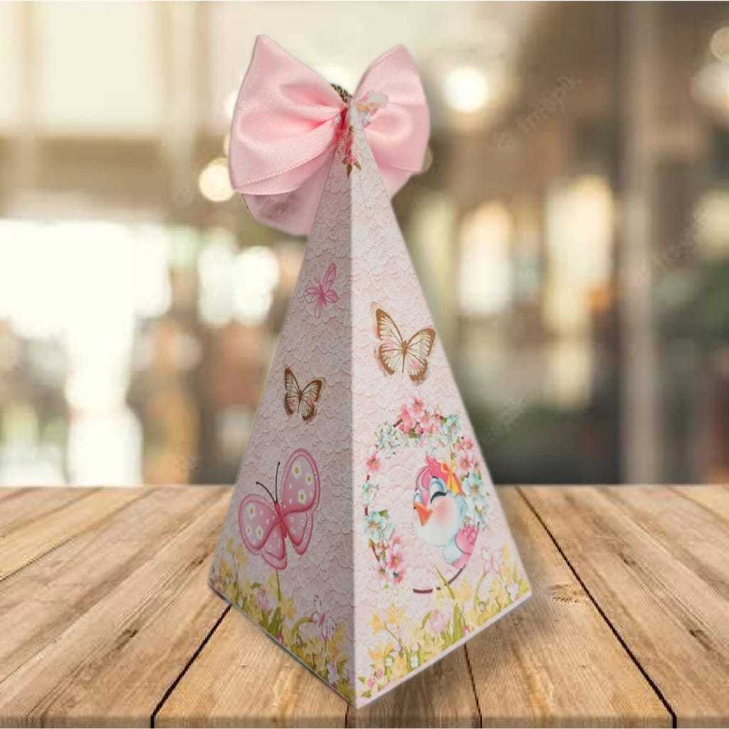 20 Caixinhas Pirâmide Cone Personalizadas Festa Jardim Encantado em Oferta na Shopee