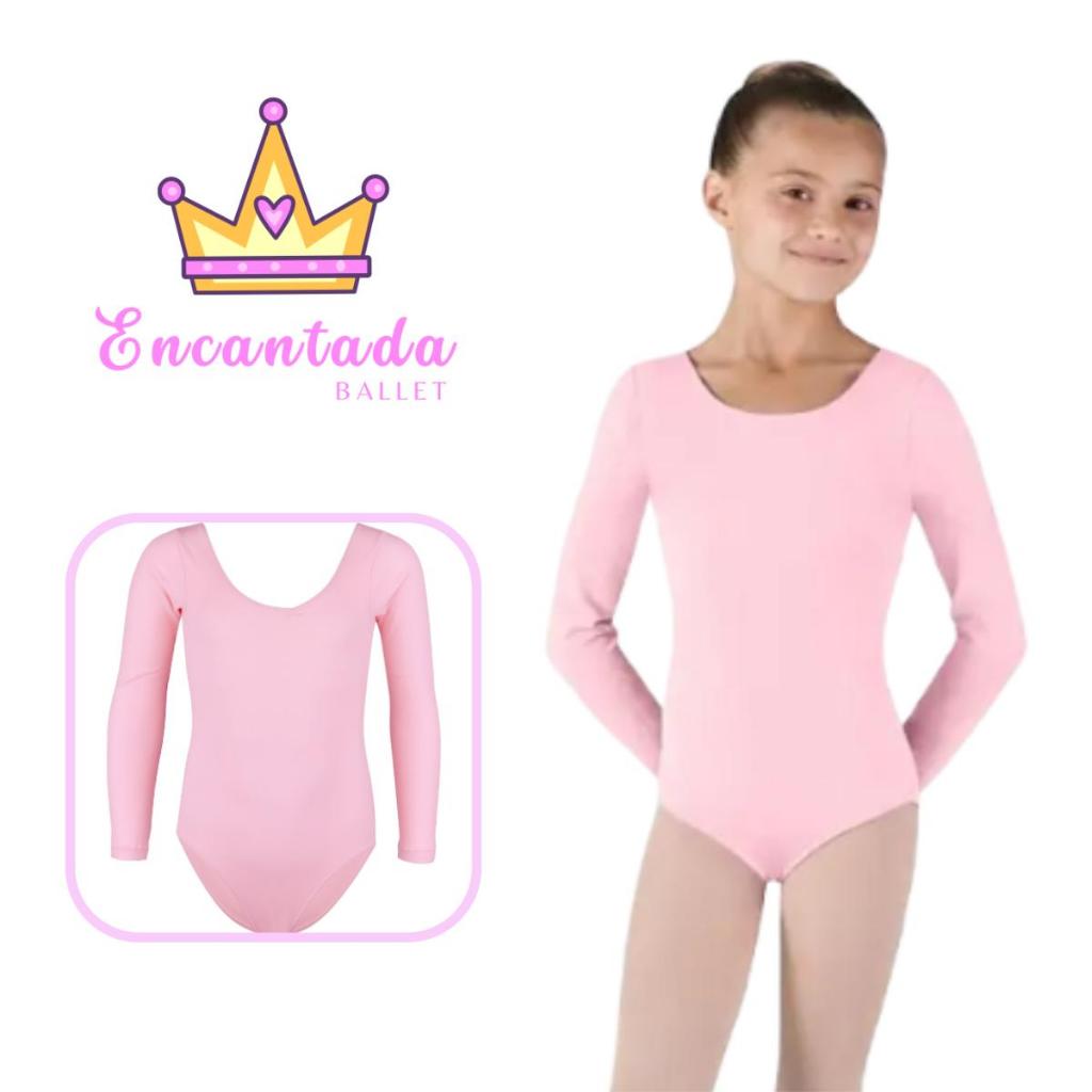 Collant Manga Longa Ballet Balé Tam 2 ao 16 Rosa, Preto e Branco Envio Imediato Qualidade PREMIUM