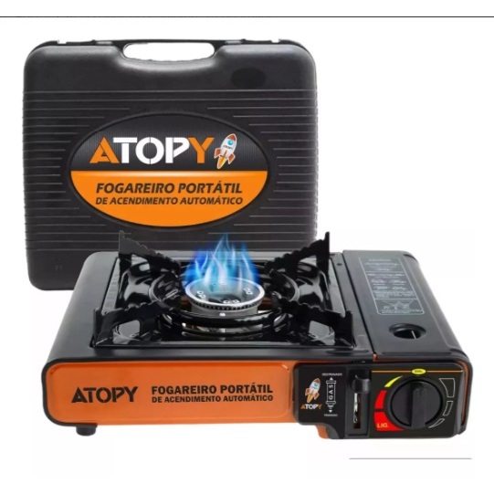 Fogareiro A Gas Portátil Fogão Cooktop A Gas Camping Acampamento C/ Maleta Acampamento Viagem Caminhoneiro