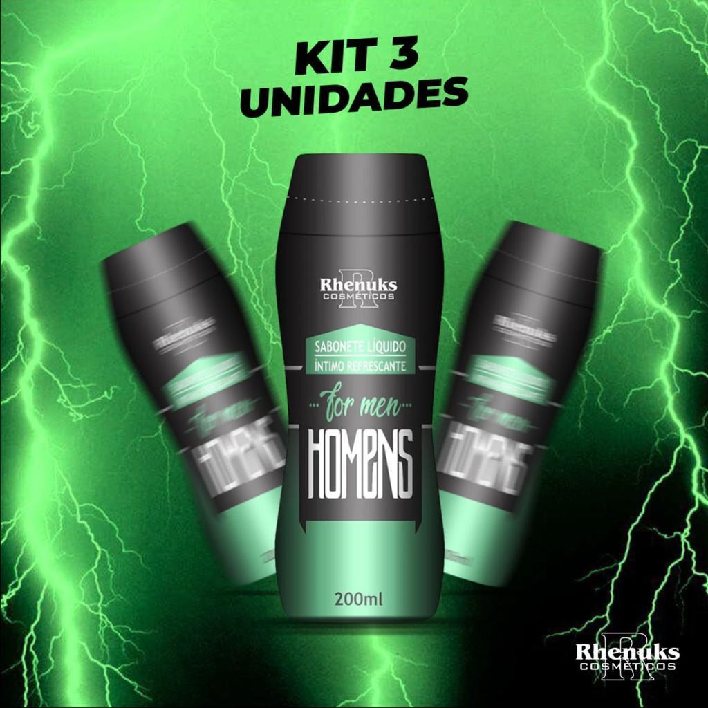 Kit 3 Sabonete Íntimo Refrescante For Men Masculino 200ml Rhenuks