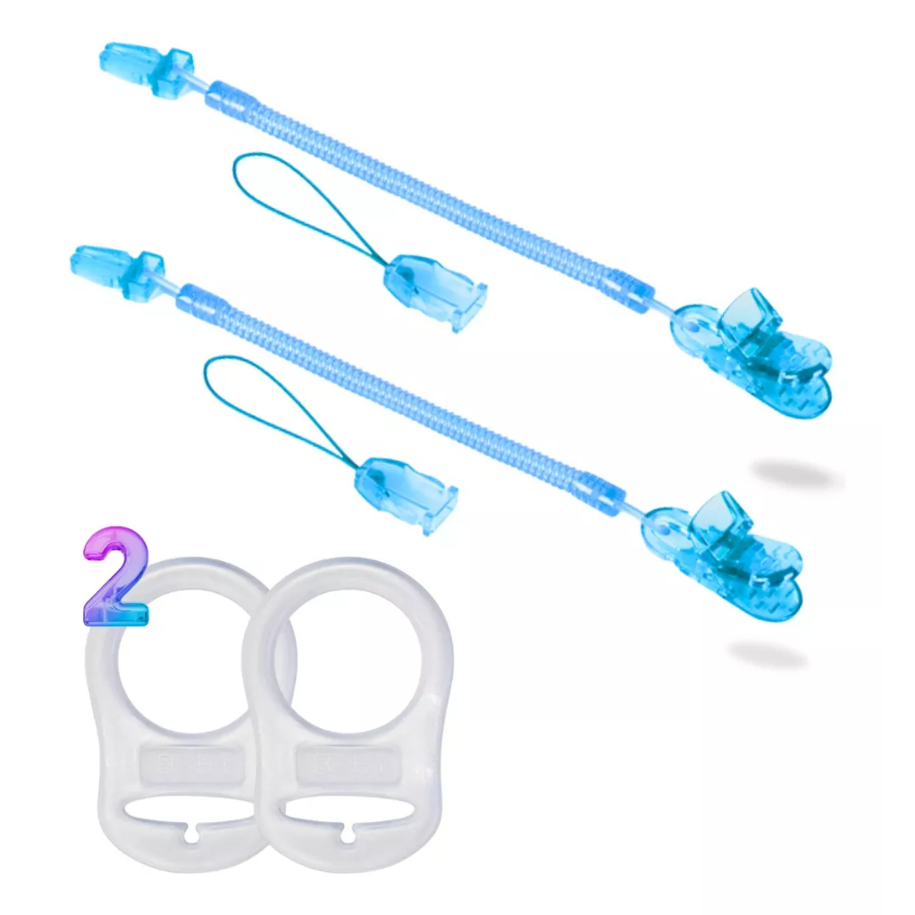 2 Prendedor Chupeta Mola + 2 Anel Adaptador Para Chupeta Mam em Oferta na Shopee