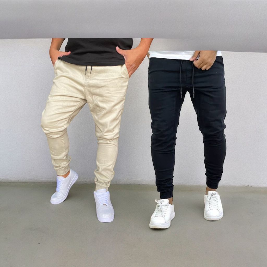 Kit com 2 Calças Jogger Masculina Slim