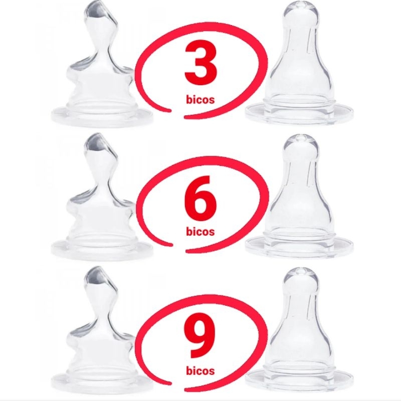 Kit com 3, 6 ou 9 Bicos de Mamadeira em Oferta na Shopee