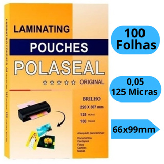 Plástico Para Plastificação Polaseal 100 Folhas 0,05 66x99mm Para CPF Título Com Brilho 125 Micras em Oferta na Shopee