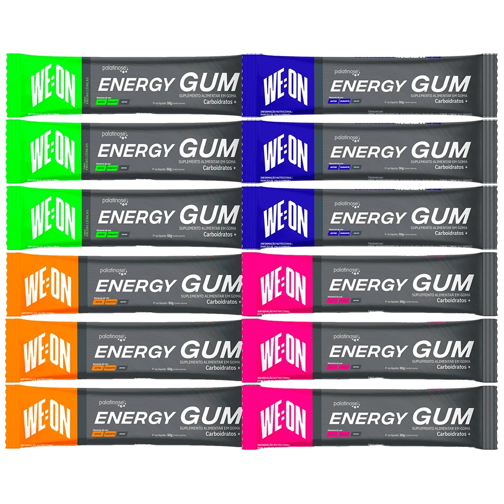 Goma de Carboidratos Energy Gum We:On - Display 12 Sachês com 8 Gomas Cada