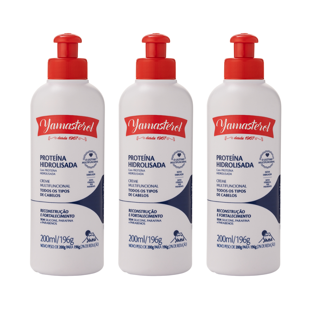 Creme de pentear reparação Capilar Yamasterol Branco Proteína Hidrolisada  200g - Kit com 3 em Oferta na Shopee