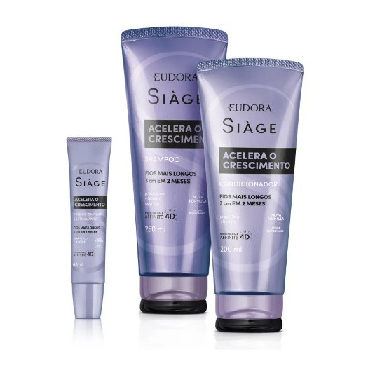 Shampo 250ml+ Condicionador 200ml + Tônico Capilar Acelera Crescimento - Siage Eudora
