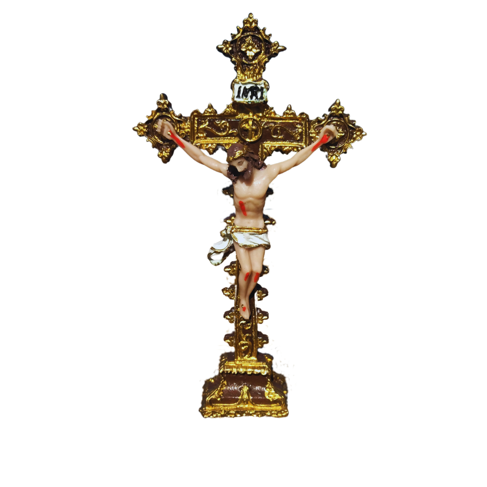 Imagem Crucifixo Jesus Cruz de Mesa 19cm Resina em Oferta na Shopee