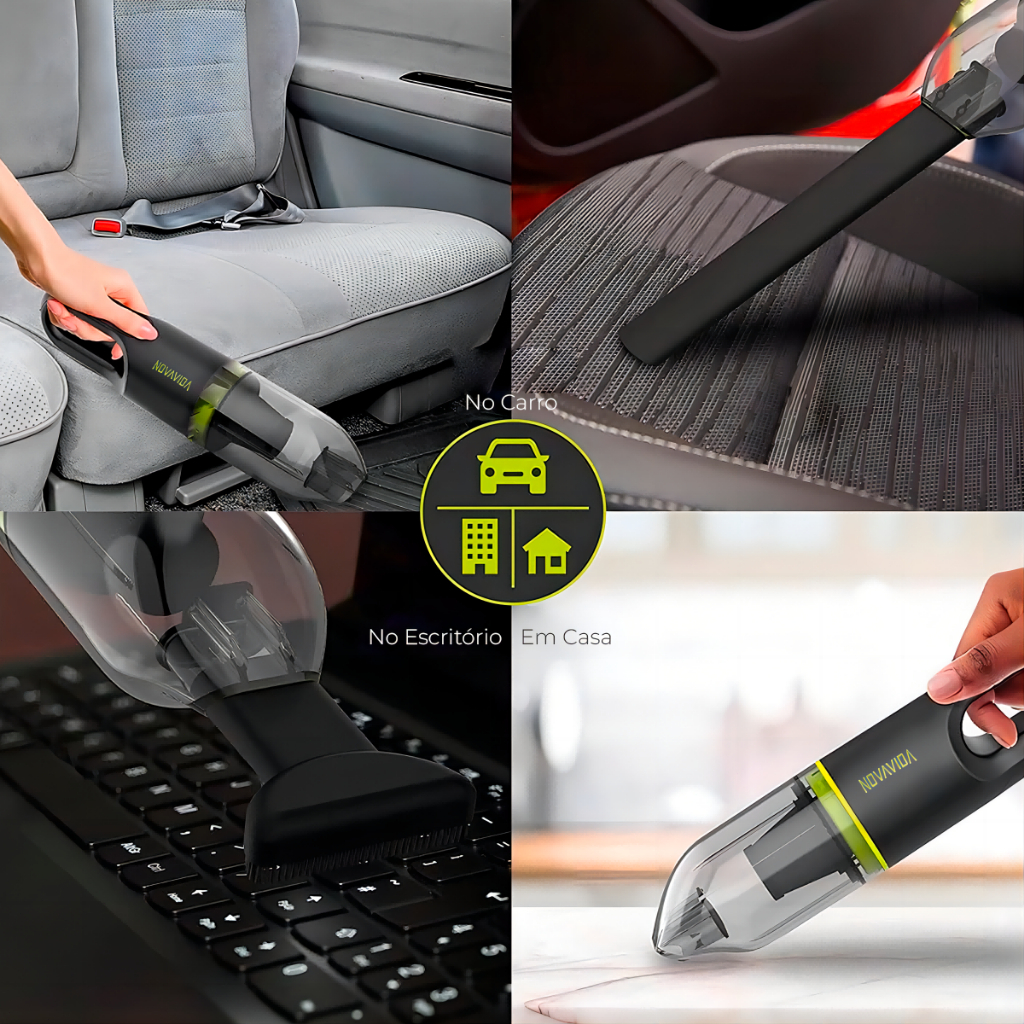 Aspirador de Pó Portátil Sem Fio Recarregável Multiuso Para Carros  Power Max