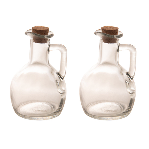 2 Galheteiros Garrafas de Vidro com Tampa de Rolha 180ml Óleo Vinagre Azeite - Artigos de Cozinha