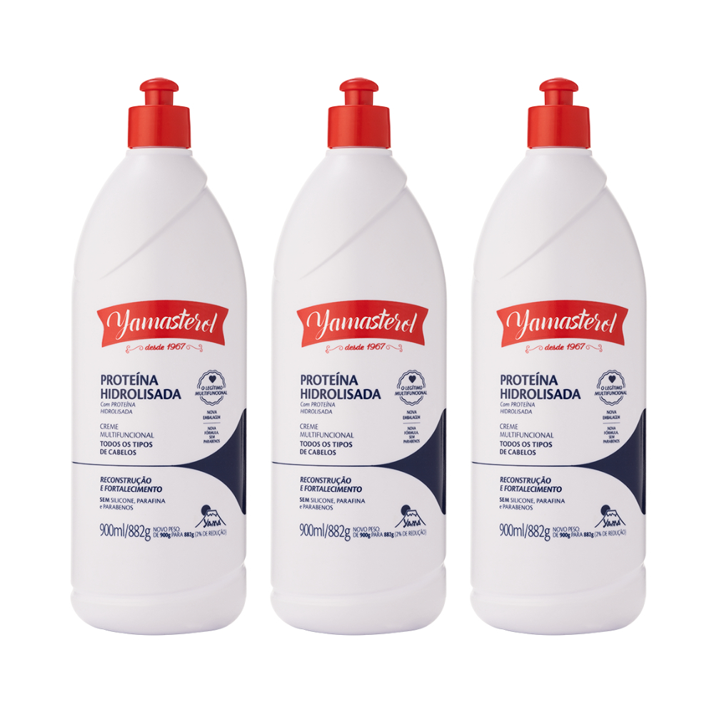 Kit Reparaçao com 3 Yamasterol Branco Proteína Hidrolisada  900g Yamá