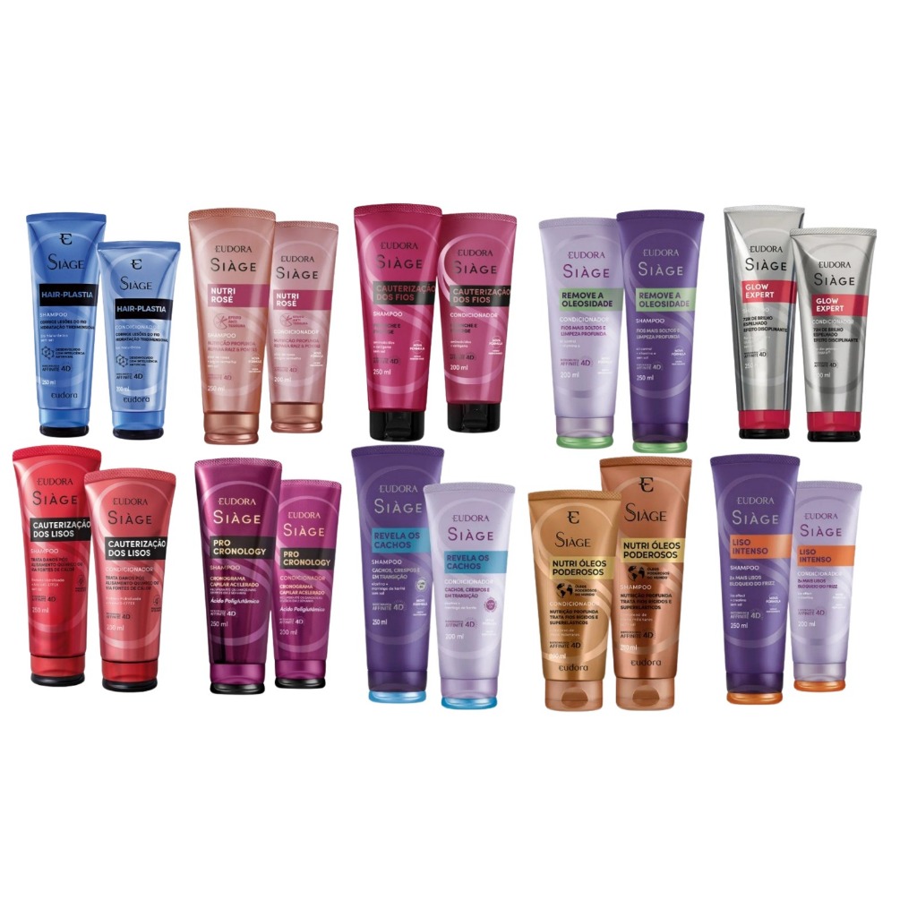 Kit Cronograma Capilar - Shampo e Condicionador Linha Siáge Eudora - Á ESCOLHER em Oferta na Shopee