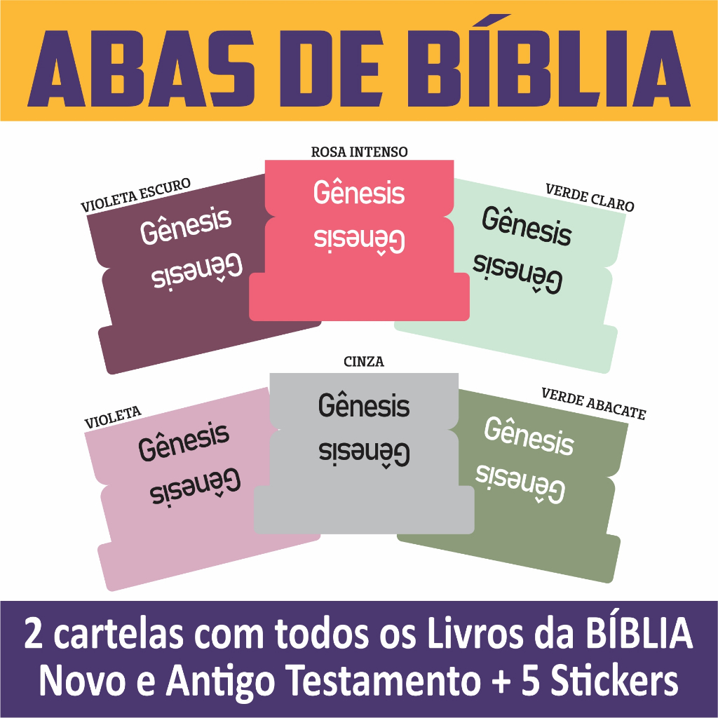 Abas Adesivas Para Bíblia Marcador Índice 2 cartelas - 66 Livros - 5 Stikers em Oferta na Shopee