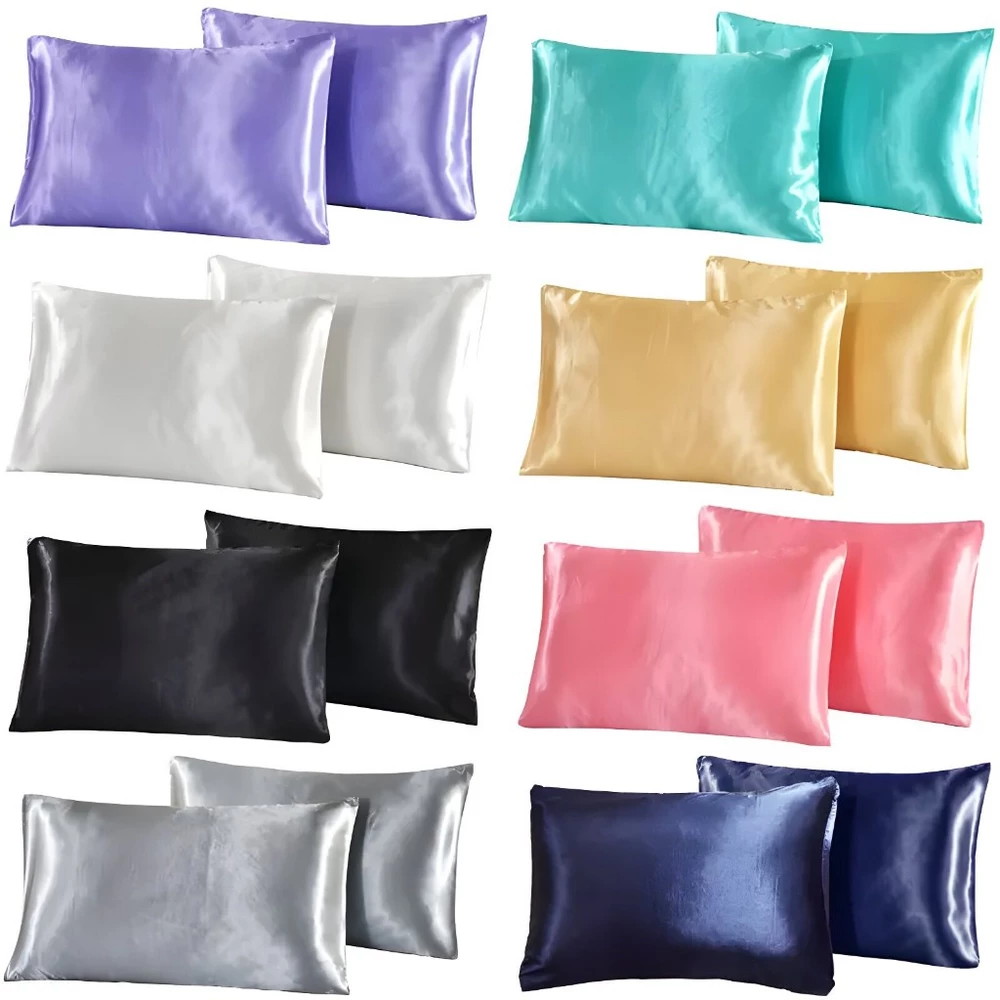 Kit 4 fronhas de cetim antifrizz 50x70 alto brilho para travesseiros
