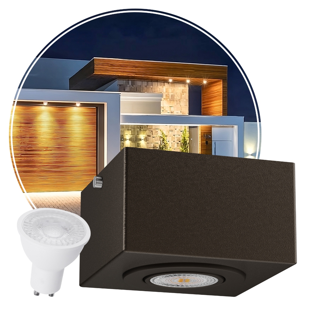 9x Spots de Sobrepor Teto  + Lâmpadas Led GU10 Dicroica Bivolt MF270 em Oferta na Shopee