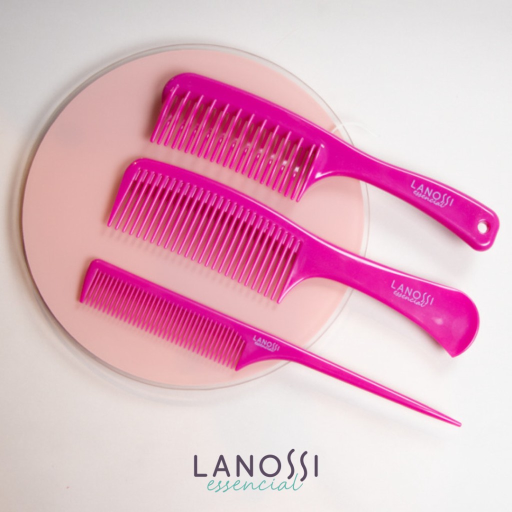 Conjunto 3 Pentes De Cabelo Escova Cabelereiro Essencial - Lanossi