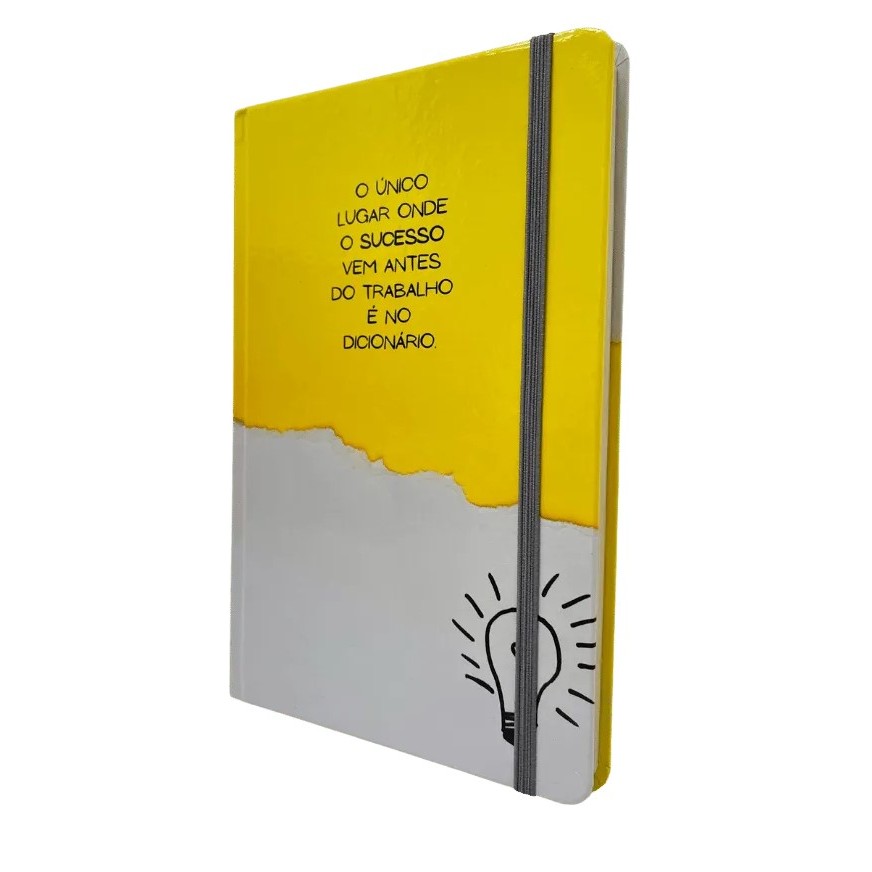 Caderno de Anotações tipo Moleskini Caderneta sem Pauta Capa Dura com Elástico - lampada