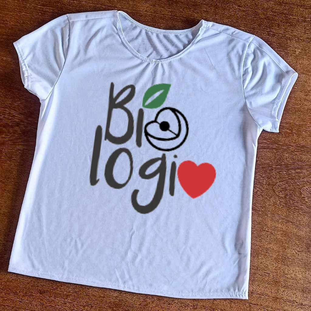 Camiseta de Biologia com Fruta - Baby Look Feminina
