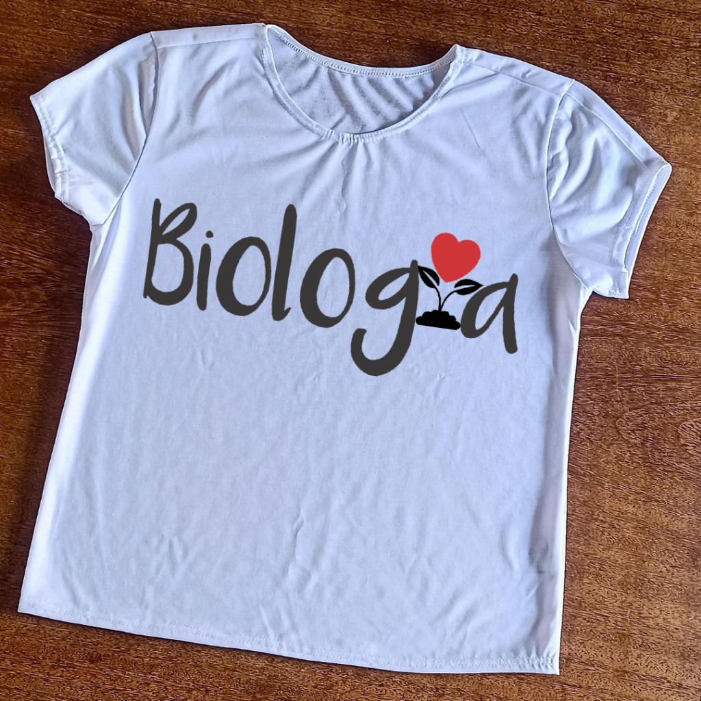 Camiseta de Biologia com Planta - Baby Look Feminina