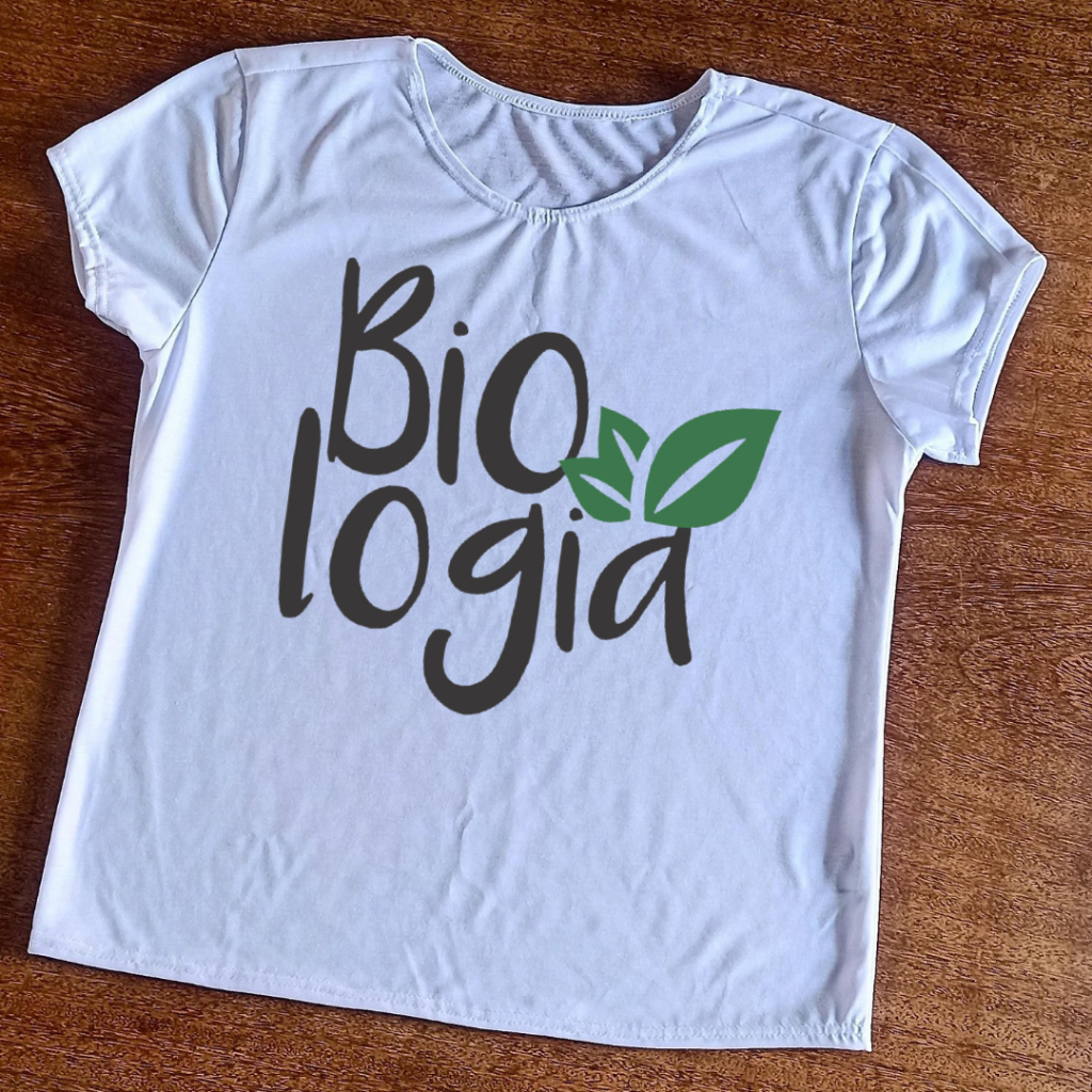 Camiseta de Biologia com Folhas - Baby Look Feminina