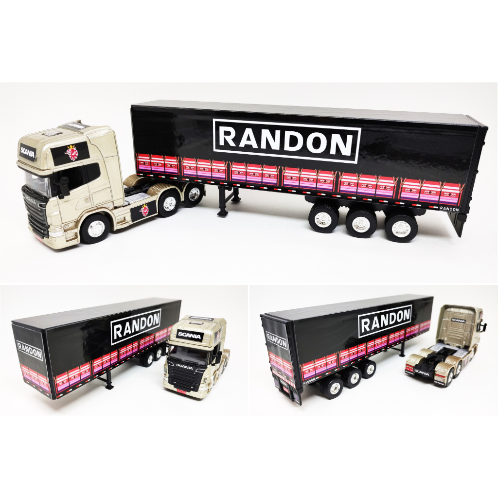 Miniatura Caminhão Scania Highline + Carreta Lonada Randon 1/64